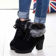 High heel boots women shoes 2018 fashion plush lace up keep warm winter women boots new design shoes woman ankle female