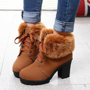 High heel boots women shoes 2018 fashion plush lace up keep warm winter women boots new design shoes woman ankle female