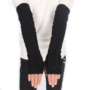 LASPERAL Winter Women Wool Arm Warmers Women Gloves Knit Warm Long Fingerless Gloves Fashion Female Half Finger Gloves