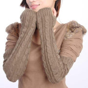 LASPERAL Winter Women Wool Arm Warmers Women Gloves Knit Warm Long Fingerless Gloves Fashion Female Half Finger Gloves