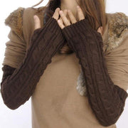 LASPERAL Winter Women Wool Arm Warmers Women Gloves Knit Warm Long Fingerless Gloves Fashion Female Half Finger Gloves