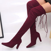 Women Stretch Faux Slim High Boots Over The Knee Boots High Heels Shoes