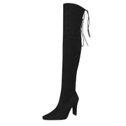 Women Stretch Faux Slim High Boots Over The Knee Boots High Heels Shoes