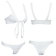 Ribbed knot bikini 2018 push up plunge swimsuit Solid thong women swimwear high cut micro bikini set Sexy bandage bathing suit