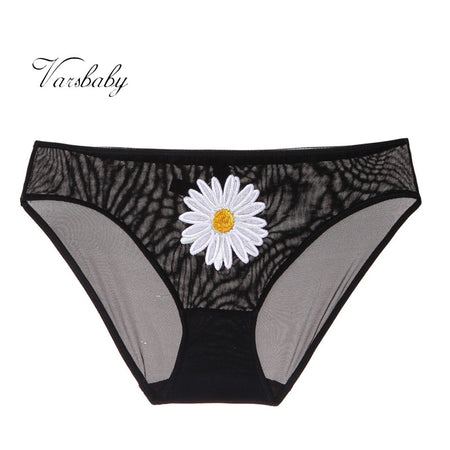 Varsbaby women's sexy yarn seamless briefs low-rise underwear embroidery panties
