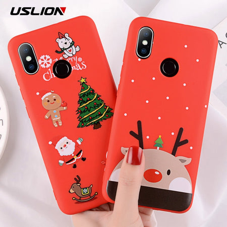 USLION Christmas Tree Phone Case Coque For Xiaomi POCOPHONE F1 Mi8 Mi8 SE Cartoon Santa Claus Snowman Soft TPU Back Cover Cases
