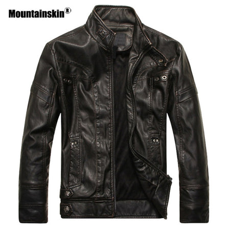 Mountainskin New Men's Leather Jackets Motorcycle PU Jacket Male Autumn Casual Leather Coats Slim Fit Mens Brand Clothing SA588