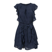Conmoto Boho Ruffle Elegant Dress For Evening Short Casual Dress Bow Sleeveless Wine Red Women Party Dress Vestidos