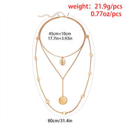Glamaker Gold Plated Coin Chain Bar Necklace