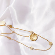 Glamaker Gold Plated Coin Chain Bar Necklace