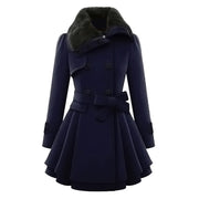 2018 Winter Warm Gothic Casual Black High Street Plus Size Women Overcoats A Line Lapel Plain Belt Button Girls Fashion Coats