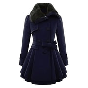 2018 Winter Warm Gothic Casual Black High Street Plus Size Women Overcoats A Line Lapel Plain Belt Button Girls Fashion Coats