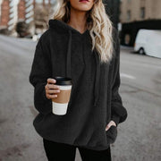 women hoodie solid zipper block hooded pullover sweatshirt casual loose long sleeve pockets plush pullovers plus size 5XL