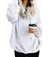 women hoodie solid zipper block hooded pullover sweatshirt casual loose long sleeve pockets plush pullovers plus size 5XL