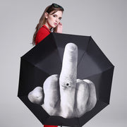 Fancytime Rain Women Umbrella Folding Cool Black Middle Finger Female Umbrella Children's Umbrellas Free Shipping