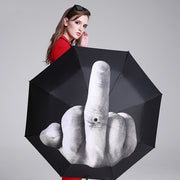 Fancytime Rain Women Umbrella Folding Cool Black Middle Finger Female Umbrella Children's Umbrellas Free Shipping