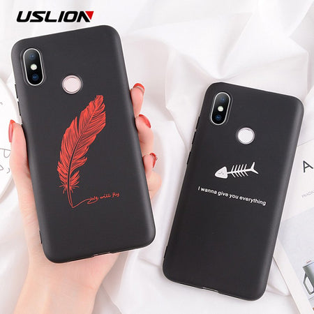 USLION Phone Case For Xiaomi Redmi 4A 4X 5 5A 6 Pro Note 5 Pro Mi8 MI8SE Mi6 6X Cartoon Feather Cases Soft TPU Back Cover Coque
