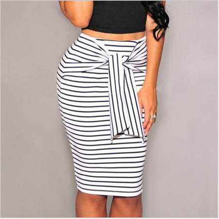 2018 Hot Summer Women Stripe Pencil Womens Sexy Long Fashion High Waist Skirt Big Size White Black Blue Skirts