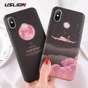 USLION Cartoon Plane Moon Stars Phone Case For Xiaomi Mi8 SE REDMI 5 5A 6 Pro Redmi Note 5 Pro Note 3 Hard PC Full Cover Cases