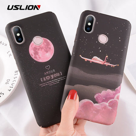 USLION Cartoon Plane Moon Stars Phone Case For Xiaomi Mi8 SE REDMI 5 5A 6 Pro Redmi Note 5 Pro Note 3 Hard PC Full Cover Cases