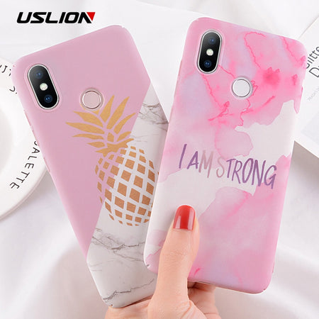 Marble Phone Case For Xiaomi 8 Mi8 SE 6 Plus Cartoon Pineapple Letter Back Cover Coque For Redmi 5 5A 6 Pro Hard PC Cases
