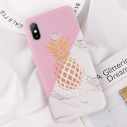Marble Phone Case For Xiaomi 8 Mi8 SE 6 Plus Cartoon Pineapple Letter Back Cover Coque For Redmi 5 5A 6 Pro Hard PC Cases